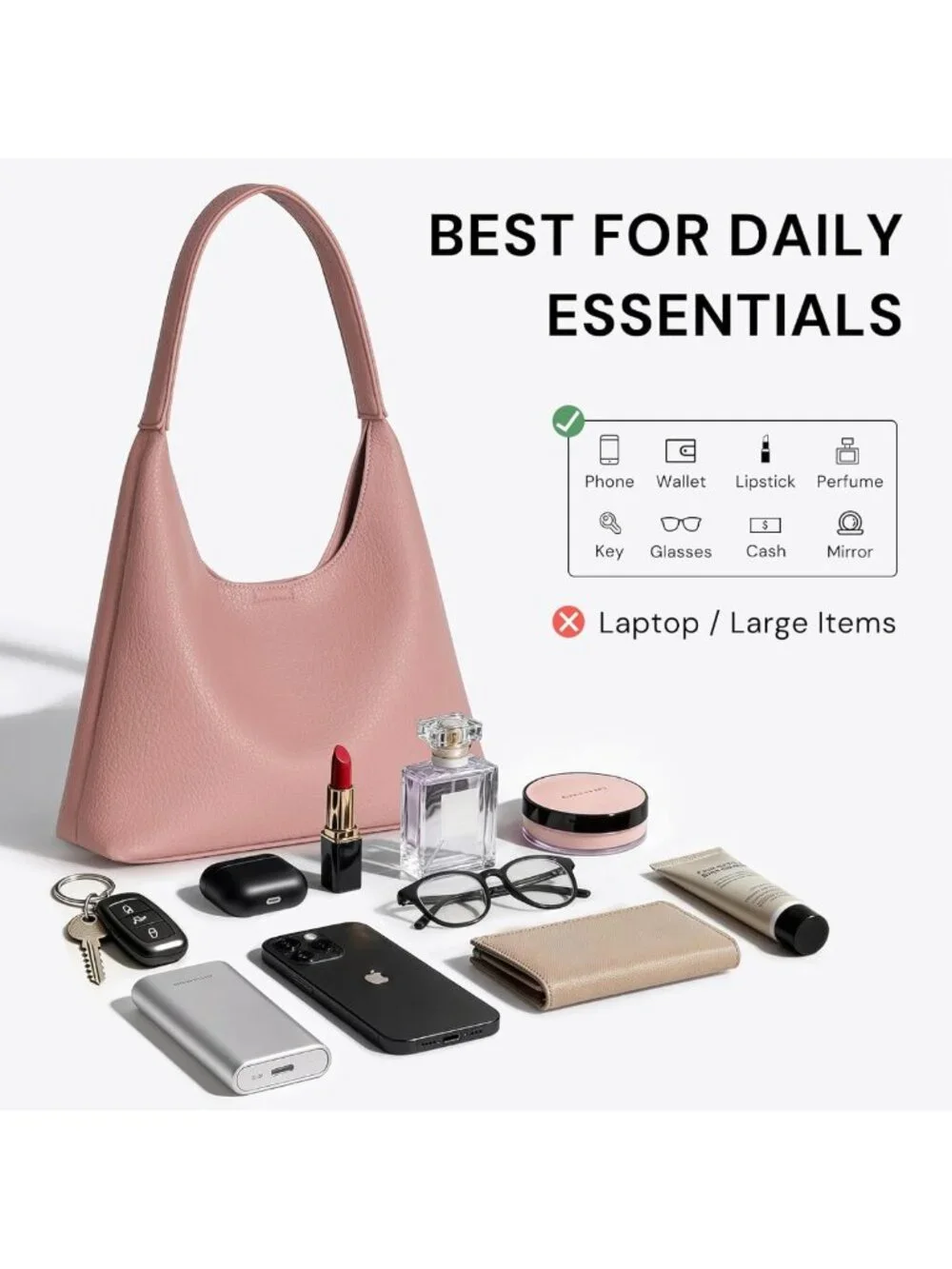 Trendy Slouchy Hobo Bag for Women | Small Everyday Purse | Chic Shoulder Bag